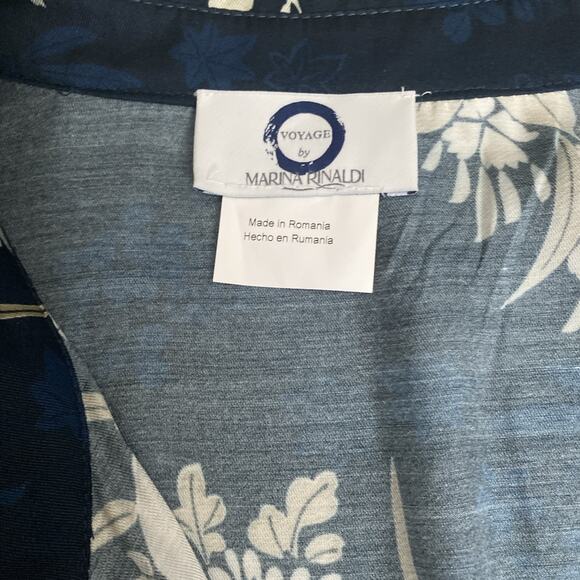 Marina Rinaldi Bardo Top Blouse Button Down Shirt Floral Print Long Sleeve 16 - Picture 4 of 7